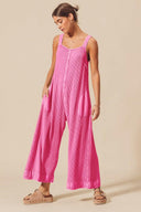 MINERAL WASHED THERMAL WAFFLE WIDE LEG OVERALLS-Krush Kandy, Women's Online Fashion Boutique Located in Phoenix, Arizona (Scottsdale Area)