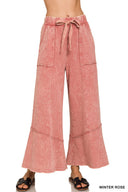 French Terry Exposed-seam Flare Hem Pants With Pockets