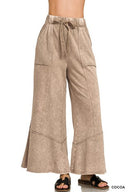 French Terry Exposed-seam Flare Hem Pants With Pockets