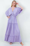 Mineral Wash V-Neck Empire Waist Tiered Dress-dress-Krush Kandy, Women's Online Fashion Boutique Located in Phoenix, Arizona (Scottsdale Area)