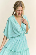 Mineral Wash V-Neck Empire Waist Tiered Dress-dress-Krush Kandy, Women's Online Fashion Boutique Located in Phoenix, Arizona (Scottsdale Area)