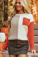 Color Block Round Neck Long Sleeve Sweater-Rae Collective, Women's Online Fashion Boutique Located in Phoenix, Arizona (Scottsdale Area)