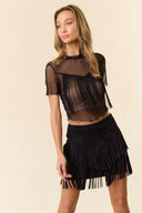 FAUX SUEDE FRINGED SKIRT-Skirts-Krush Kandy, Women's Online Fashion Boutique Located in Phoenix, Arizona (Scottsdale Area)