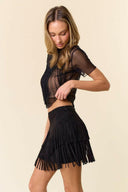 FAUX SUEDE FRINGED SKIRT-Skirts-Krush Kandy, Women's Online Fashion Boutique Located in Phoenix, Arizona (Scottsdale Area)