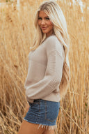 Cozy Taupe Textured Knit Sweater-Sweaters-Krush Kandy, Women's Online Fashion Boutique Located in Phoenix, Arizona (Scottsdale Area)