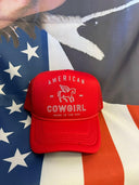 American Cowgirl Red Trucker Hat-Hats-Rae Collective, Women's Online Fashion Boutique Located in Phoenix, Arizona (Scottsdale Area)