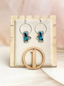 Sterling Flower Bar Stone Hoops-Earrings-Krush Kandy, Women's Online Fashion Boutique Located in Phoenix, Arizona (Scottsdale Area)