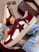 Stardust Glam: Burgundy Glitter Star Sneakers-Sneakers-Rae Collective, Women's Online Fashion Boutique Located in Phoenix, Arizona (Scottsdale Area)