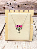 Sterling Bow & Stone Cluster Necklace-Necklaces-Rae Collective, Women's Online Fashion Boutique Located in Phoenix, Arizona (Scottsdale Area)