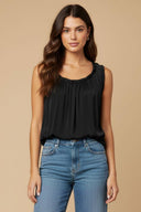 Scoop Neck Tank Top With Shirring Detail