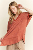 J.HER Mineral Wash V-neck Soft Terry Towel Top-Tops-Krush Kandy, Women's Online Fashion Boutique Located in Phoenix, Arizona (Scottsdale Area)