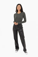 Mono B Vegan Leather Straight Leg Pants-Pants-Krush Kandy, Women's Online Fashion Boutique Located in Phoenix, Arizona (Scottsdale Area)