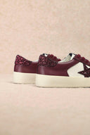 Stardust Glam: Burgundy Glitter Star Sneakers-Sneakers-Rae Collective, Women's Online Fashion Boutique Located in Phoenix, Arizona (Scottsdale Area)