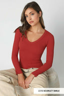 Dreamfit Deep V-Neck Long Sleeve - PREORDER-Long Sleeve Tops-Krush Kandy, Women's Online Fashion Boutique Located in Phoenix, Arizona (Scottsdale Area)