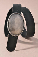 Western Oval Buckle Leather Belt-Belts-Rae Collective, Women's Online Fashion Boutique Located in Phoenix, Arizona (Scottsdale Area)