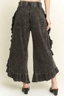 MineralWash fun Side Ruffle Croppped pants HP5796-Krush Kandy, Women's Online Fashion Boutique Located in Phoenix, Arizona (Scottsdale Area)