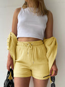 Kinsley Texture Button-Up Shirt and Drawstring Shorts Set-Rae Collective, Women's Online Fashion Boutique Located in Phoenix, Arizona (Scottsdale Area)