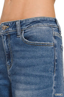High Waist Straight Leg Medium Wash Denim Pants