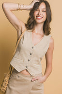 Blue Jean Baby V-Neck Denim Vest-Tops-Rae Collective, Women's Online Fashion Boutique Located in Phoenix, Arizona (Scottsdale Area)
