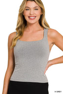 Seamless Double Layered Square Neck Tank Top
