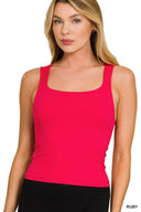 Seamless Double Layered Square Neck Tank Top