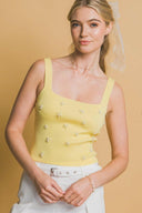 Flower Embellished Knit Tank Top-Tanks-Rae Collective, Women's Online Fashion Boutique Located in Phoenix, Arizona (Scottsdale Area)
