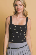 Flower Embellished Knit Tank Top-Tanks-Rae Collective, Women's Online Fashion Boutique Located in Phoenix, Arizona (Scottsdale Area)