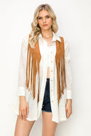 Two Tone Western Faux Suede Vest-Vests-Krush Kandy, Women's Online Fashion Boutique Located in Phoenix, Arizona (Scottsdale Area)