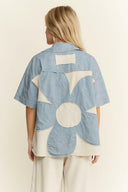 Mineral Washed Flower Back Patched Shacket-Shackets-Krush Kandy, Women's Online Fashion Boutique Located in Phoenix, Arizona (Scottsdale Area)