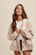 Contrast Collar Button Down Jacket-Jacket-Krush Kandy, Women's Online Fashion Boutique Located in Phoenix, Arizona (Scottsdale Area)