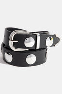 Metallic Disc Studded Faux Leather Belt-Accessories-Rae Collective, Women's Online Fashion Boutique Located in Phoenix, Arizona (Scottsdale Area)