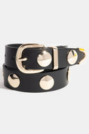 Metallic Disc Studded Faux Leather Belt-Accessories-Krush Kandy, Women's Online Fashion Boutique Located in Phoenix, Arizona (Scottsdale Area)