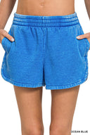 Acid Wash Dolphin Hem Lounge Shorts