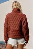 Half Zip Long Sleeve Quilted Sweatshirt with Pocket-Jackets-Rae Collective, Women's Online Fashion Boutique Located in Phoenix, Arizona (Scottsdale Area)