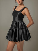 Ruched Square Neck Wide Strap Mini Dress-Rae Collective, Women's Online Fashion Boutique Located in Phoenix, Arizona (Scottsdale Area)