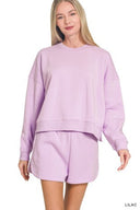 Fleece Long Sleeve Sweatshirts & Shorts Set