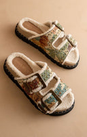 Studded Buckle Fleece-lined Slides-Sandals-Krush Kandy, Women's Online Fashion Boutique Located in Phoenix, Arizona (Scottsdale Area)