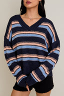 Coastal Breeze Striped Knit Sweater-Sweaters-Krush Kandy, Women's Online Fashion Boutique Located in Phoenix, Arizona (Scottsdale Area)