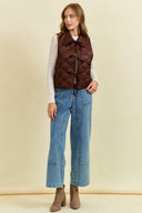Ruffled Oversized Collar Quilted Tie-Front Vest-Vests-Krush Kandy, Women's Online Fashion Boutique Located in Phoenix, Arizona (Scottsdale Area)
