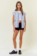 Round Neck Front Zip Fleece Vest with Metal Zipper Pockets-Vests-Krush Kandy, Women's Online Fashion Boutique Located in Phoenix, Arizona (Scottsdale Area)
