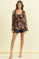 Smocked Bodice Paisley Top-Tops-Krush Kandy, Women's Online Fashion Boutique Located in Phoenix, Arizona (Scottsdale Area)