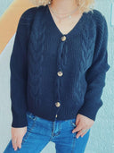 Cable-Knit V-Neck Button Down Long Sleeve Cardigan-Rae Collective, Women's Online Fashion Boutique Located in Phoenix, Arizona (Scottsdale Area)