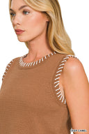 Stitch Detail Cropped Sweater Vest Top