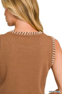 Stitch Detail Cropped Sweater Vest Top
