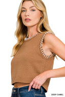 Stitch Detail Cropped Sweater Vest Top