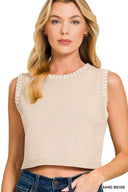 Stitch Detail Cropped Sweater Vest Top