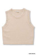 Stitch Detail Cropped Sweater Vest Top