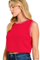 Stitch Detail Cropped Sweater Vest Top