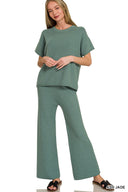 Relaxed Viscose R-Neck Top & Wide Leg Pants Set