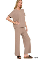 Relaxed Viscose R-Neck Top & Wide Leg Pants Set